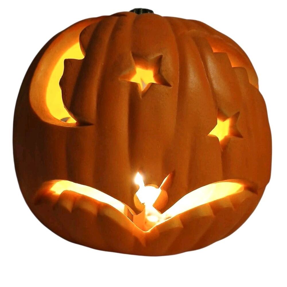 Rare 1993 Trendmasters Pumpkin Blow Mold Halloween Bats Star Moon Projects Light - Picture 5 of 16